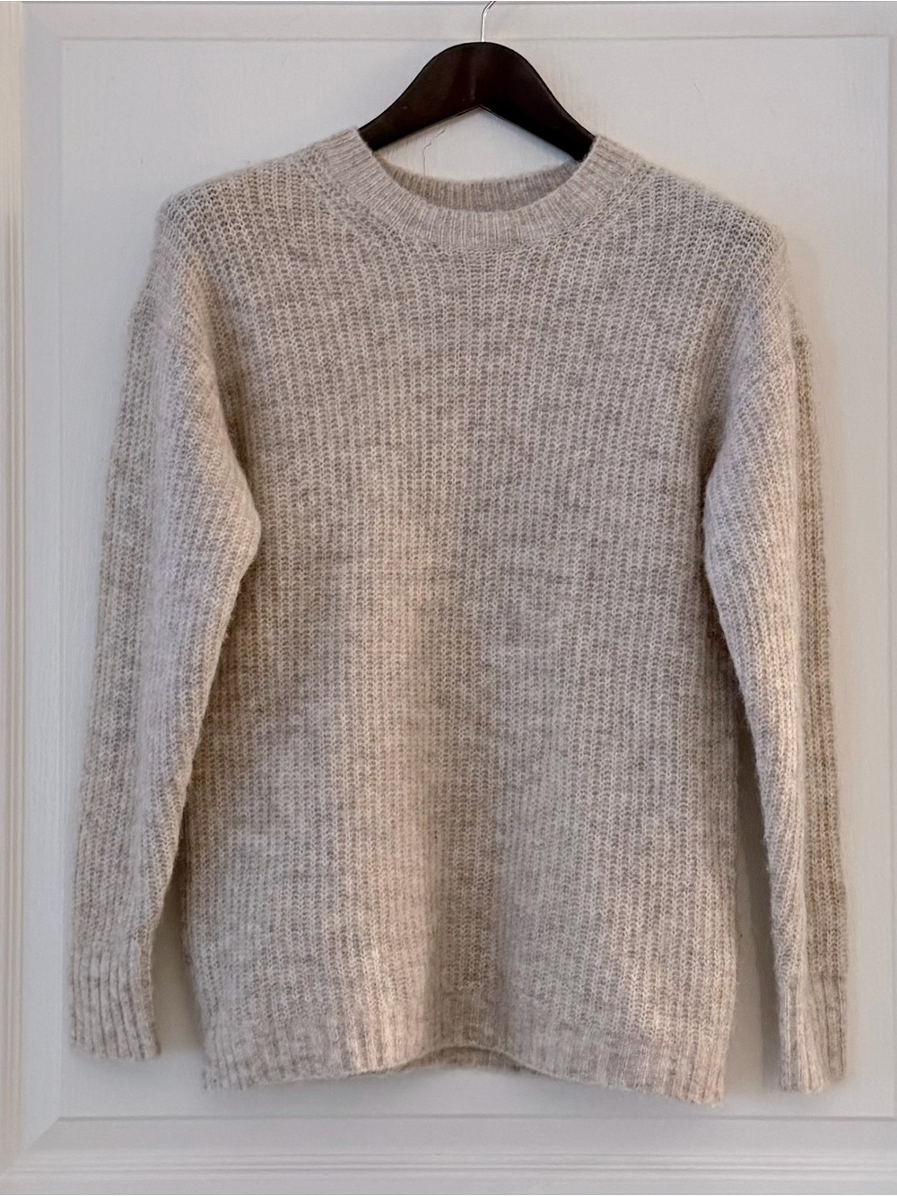 Babaton Light Oatmeal Oversized Crewneck Alpaca Blend Sweater